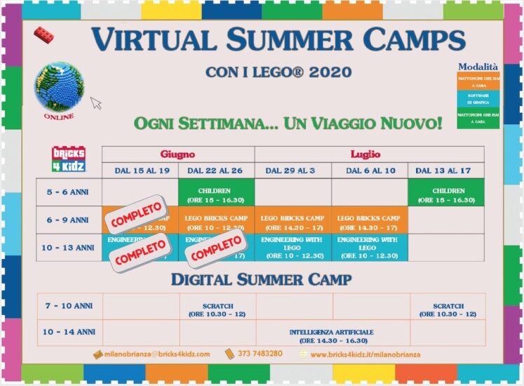 Bricks 4 Kidz® LEGO® virtual camp Bricks 4 Kidz Bricks 4 Kidz LEGO virtual camp_giugno